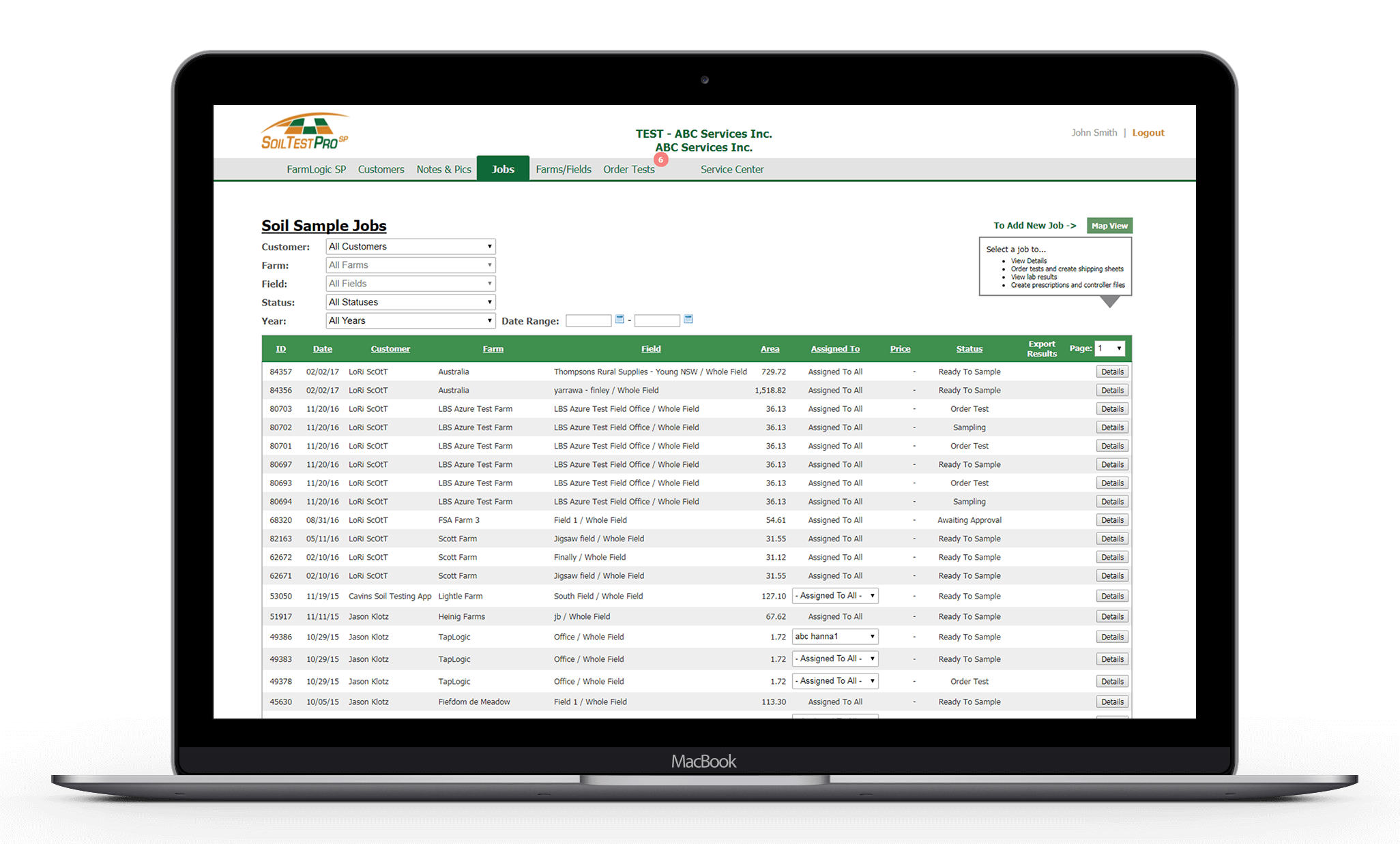 Soil Test Pro Service Provider now Integrated with the John Deere Operations Center